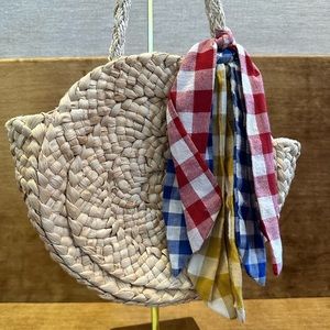Zara Girls Straw Bag With gingham Tassel’s